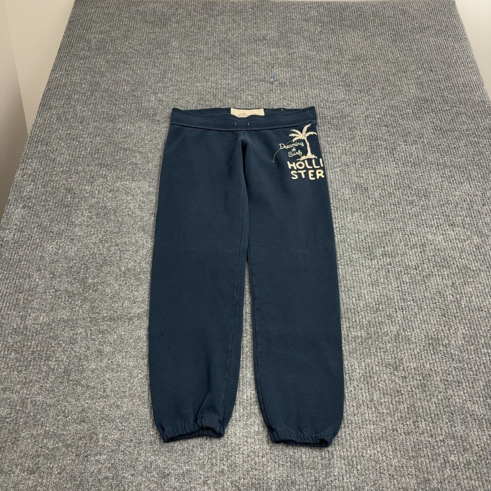 Hollister Sweatpants Women XS Navy Blue Cotton Blend Palm Tree Graphic Y2K Style